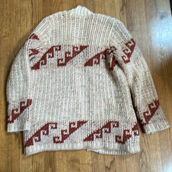 Free People Sz M Cream Peach & Rust Aztec Open Cardigan - Picture 7 of 7